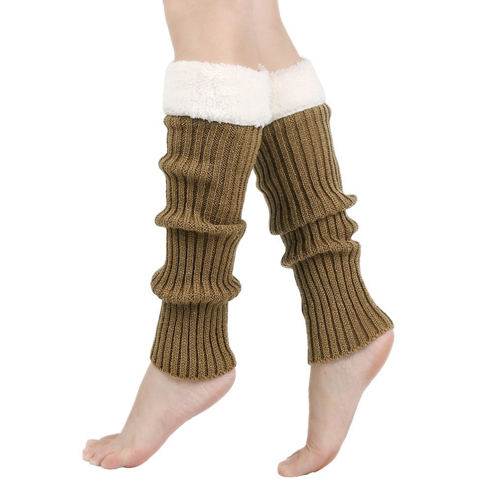 Christmas Knitted Leg Cover Candy Color Leg Warmer Stacked Christmas Leg Sleeve Thickened Foot Cover Strap Leg Socks Girls