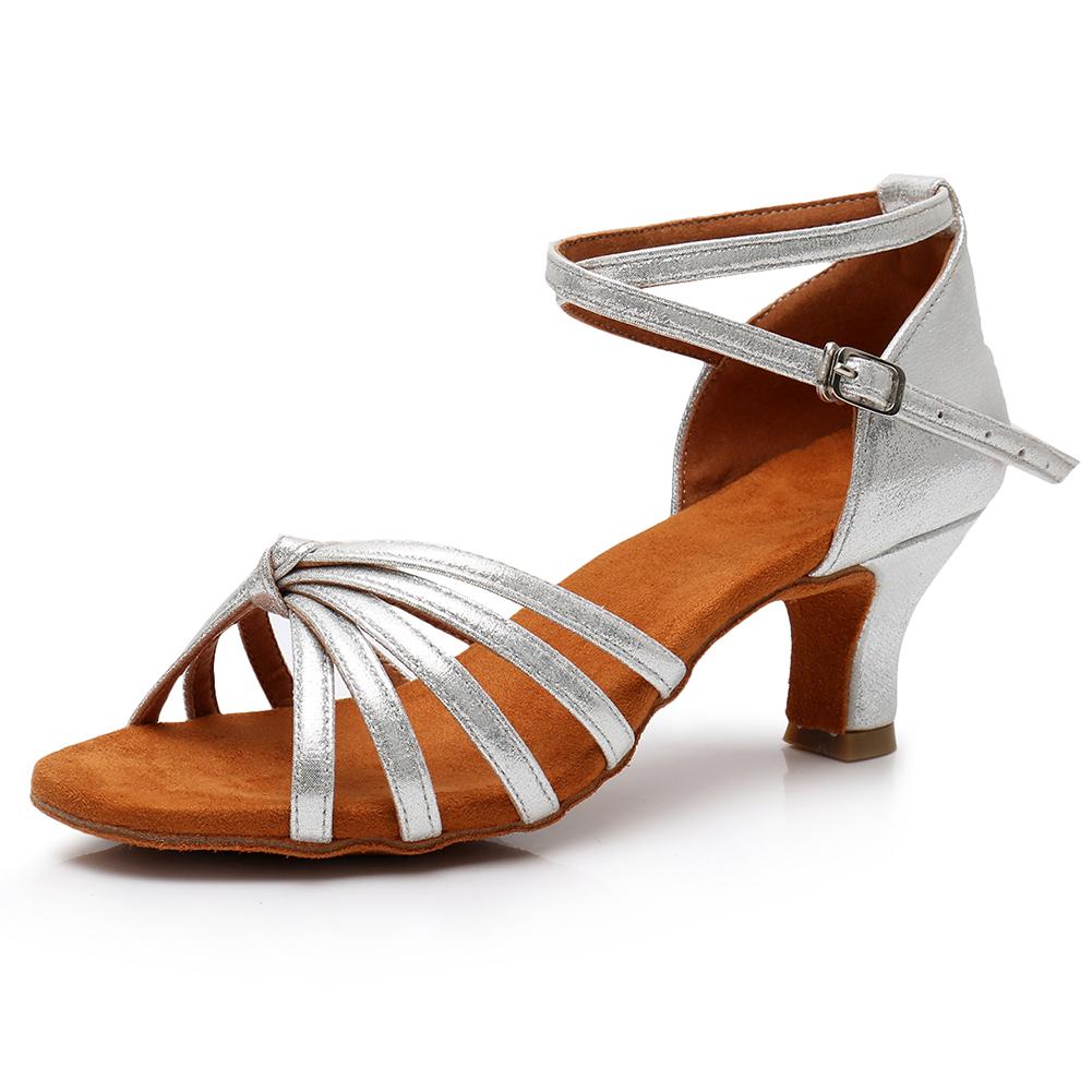 Women Girls Latin Dance Shoes Soft Soled Ladies Salsa Tango Ballroom Dancing Shoes Middle Heel 5CM Indoor