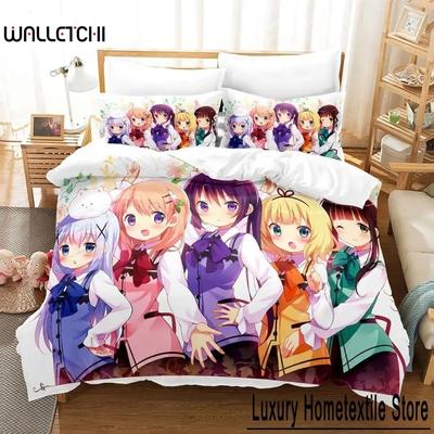 3D Print Anime Is the Order a Rabbit Bedding Set Single Twin Full Queen King Size Bed Set Adult Kid Bedroom Duvet Cover Sets