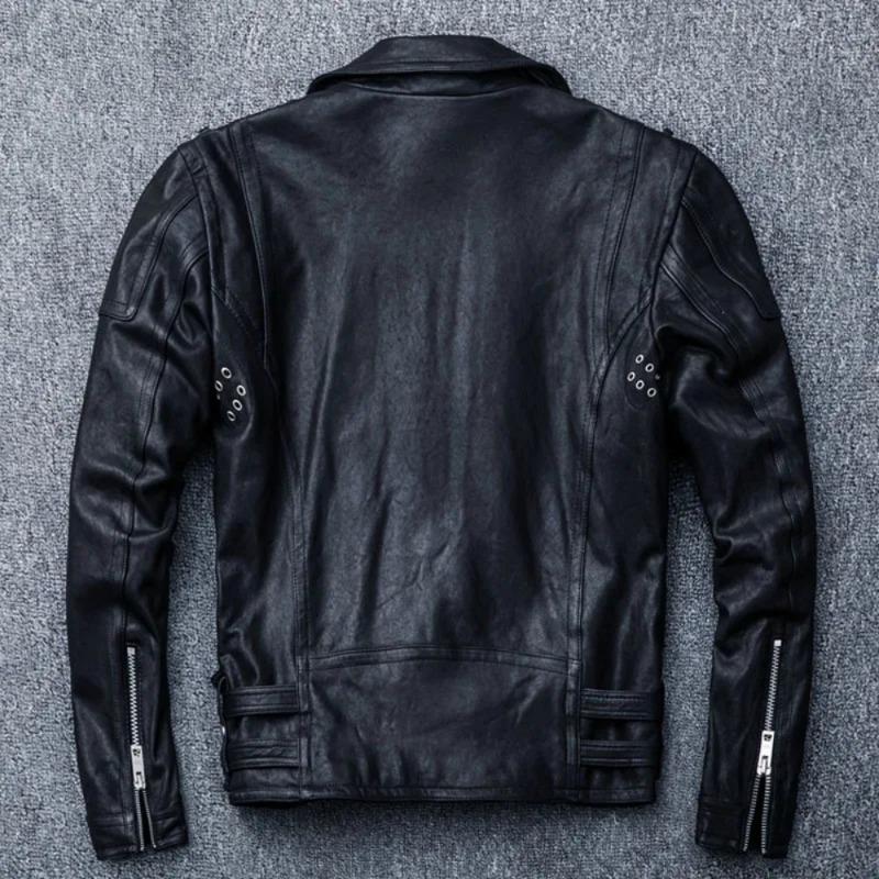 Chinese Size Soft Thick Sheepskin Genuine Leather Jacket Men Motocycle Biker Jackets Men Leather Jacket Riding Coat Winter Clothes Autumn