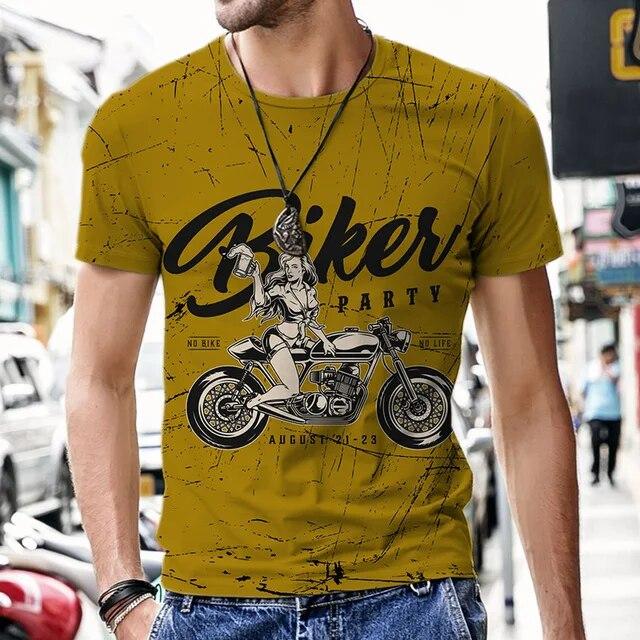 T-Shirts For Men 3D Prints Vintage Motorcycle Graph Casual Plus Size Short Sleeve Top Y2k Fashion Streetwear Men's Clothing Tees