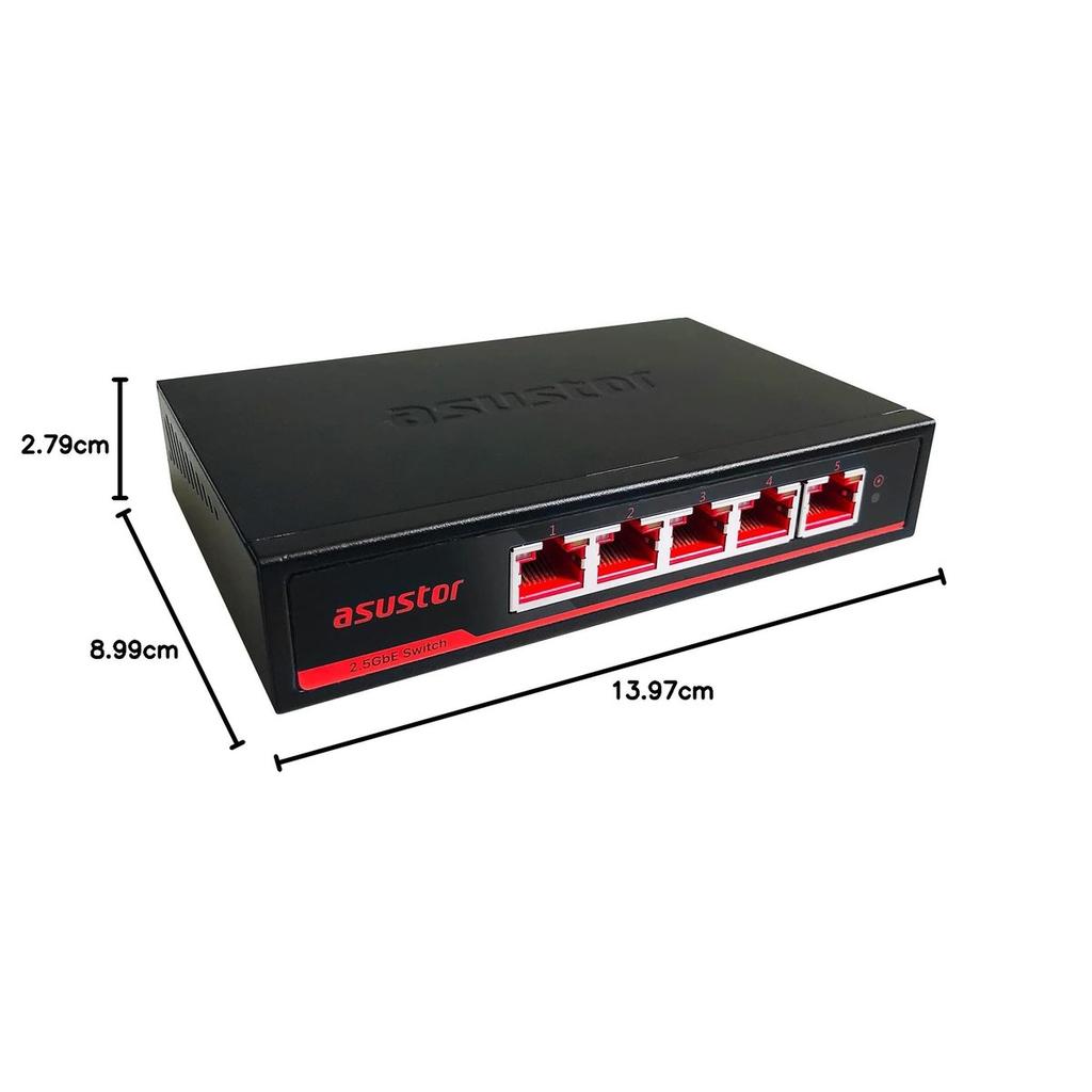 ASUSTOR ASW205T 5-Port 2.5GbE 2.5Gbps Unmanaged Switching Hub Metal Housing