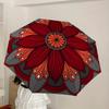 1pc Floral Mandala Design Automatic Umbrella Durable Iron Frame & Plastic Handle, Gift for Men & Women, Sturdy Construction Yy250905184