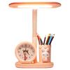 Children's Study Desk Lamp with Eye Protection, Clock, Pen Holder, and Large Light Source