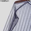 INCERUN Men Long Sleeve Mesh See Through Skinny T-shirts Partywear Clubwear