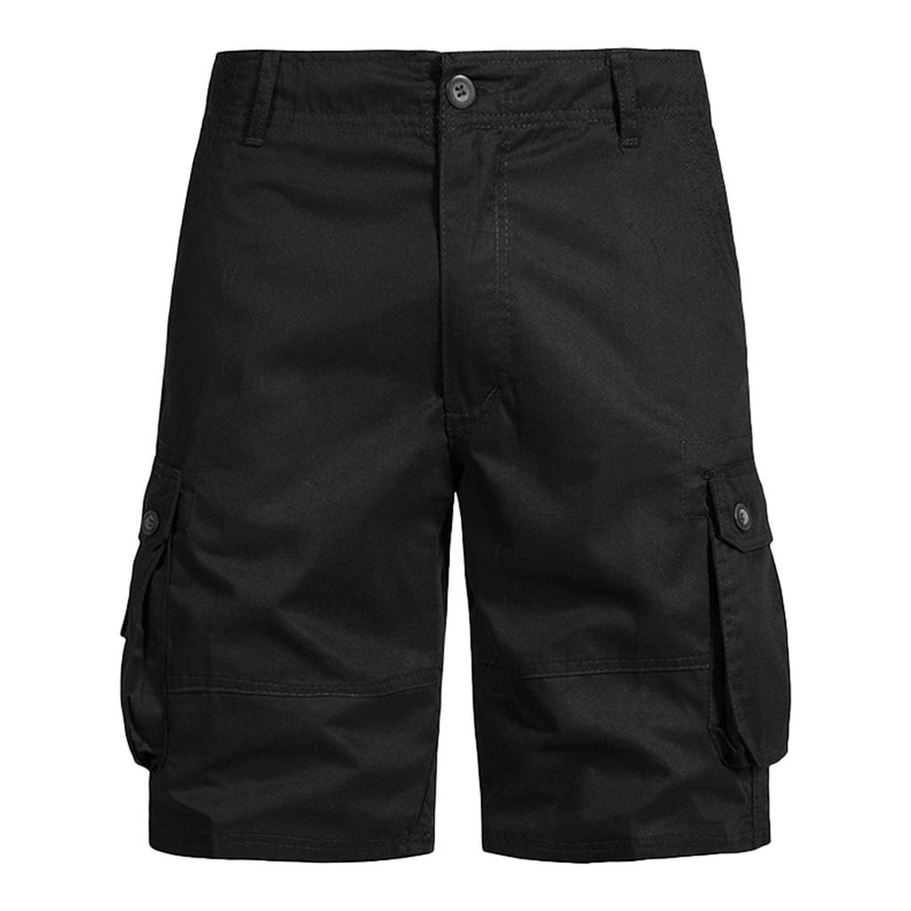 Men's Summer Multi-Pocket Cargo Shorts Men's Casual Fashion Solid Color Loose Cargo Shorts