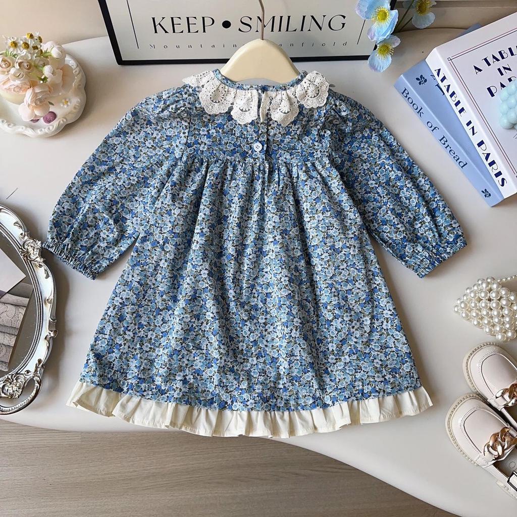 Französisches Blumenkleid für Mädchen - Herbst- & Frühjahrsmode ACB093