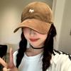 Korean Hat Women's Winter Cute Embroidered Little Fox Baseball Cap Big Head Circumference Showing Face Small Versatile Brushed Peaked Cap