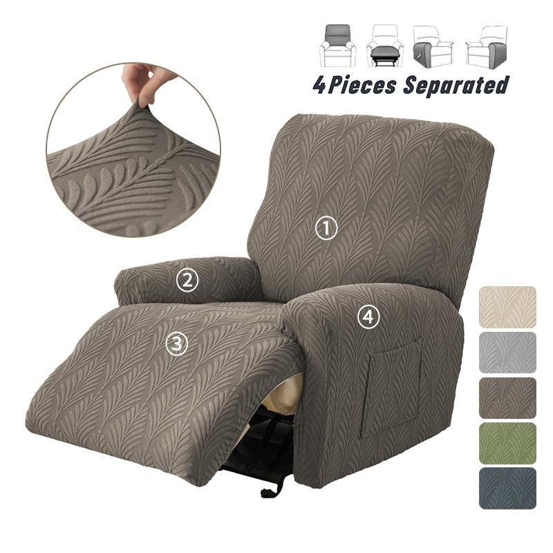1 Seater Split Recliner Sofa Covers Jacquard Anti-dirty Chair Covers Leaves Relax Lounger Armchair Couch Cover for Living Room