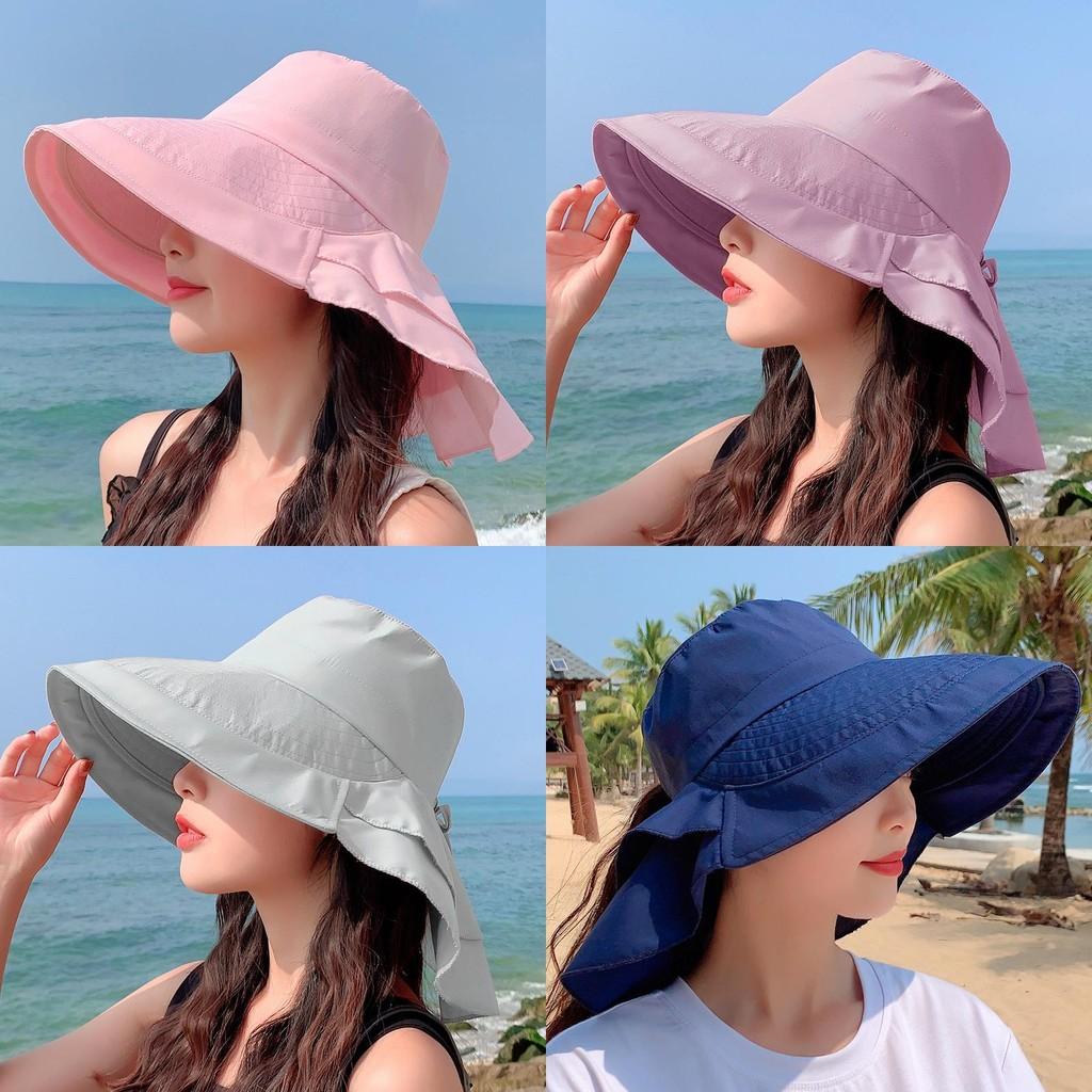 Outdoor Sun Hat For Women Summer Wide Brim Uv Sunshade Cap With Neck Protection