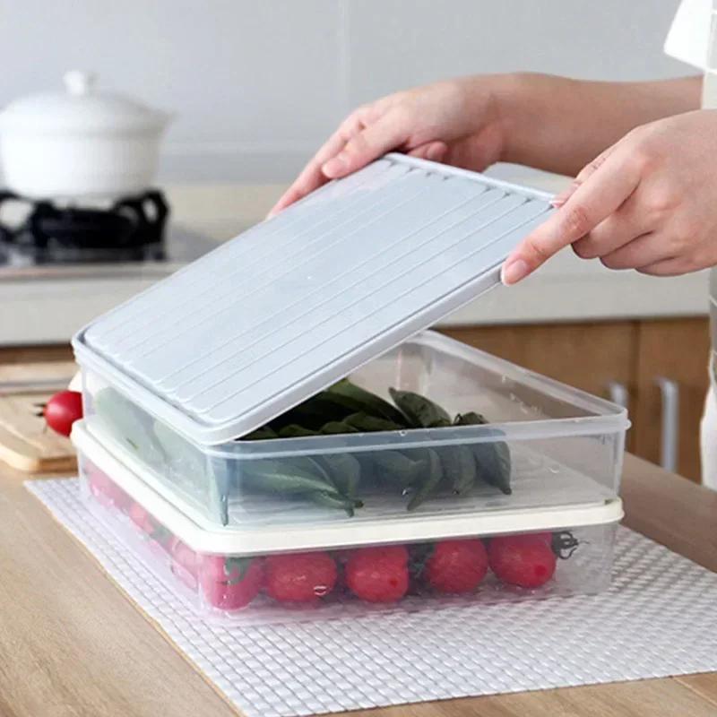 Household Refrigerator Fresh-keeping Dumpling Box Rectangular Plastic Sealed Storage Box with Lid Sealed Food Fresh-keeping Box