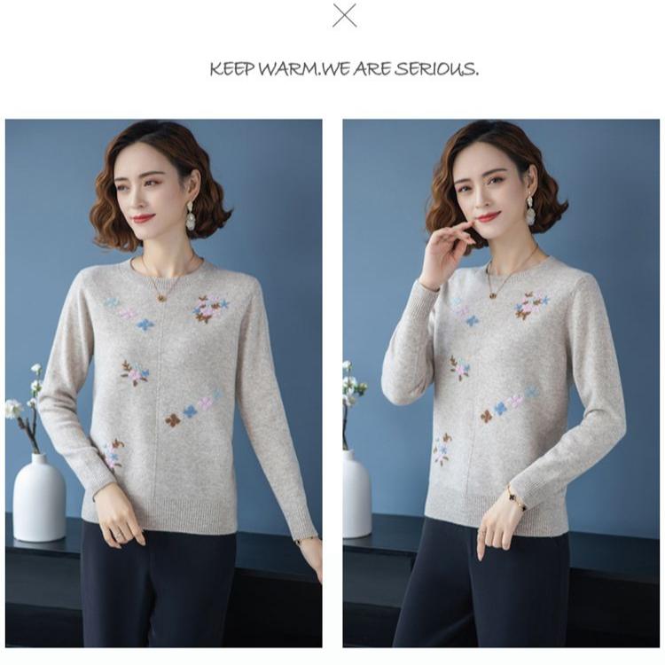 Women's Loose-fitting Oversized Short-sleeved Round-neck Long-sleeved Knitted Top for Spring and Autumn