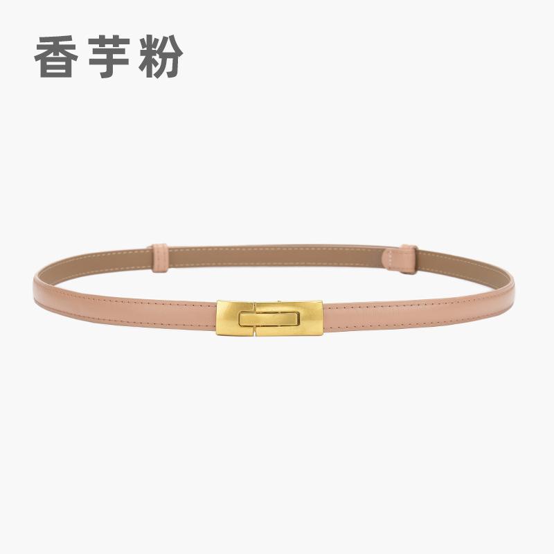 Kvinners skinn tynt belte All-Match Justerbart et par spenner Belte kvinnelig pynt kjole belte