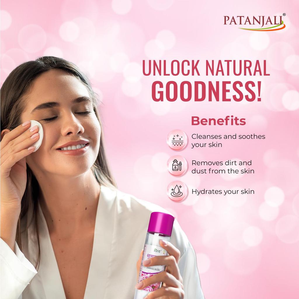 Patanjali Divya Gulab Jal Rose Water Facial Toner Hydrating Skin Care Mist 120 Ml X Pack Of 8 Daily Refreshing Use