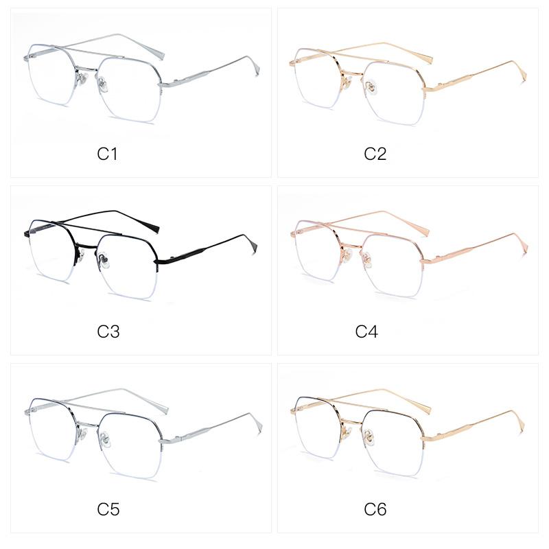 Half Frame Blue Light Blocking Polygon Nearsighted Glasses Women Men Short-Sight Prescription Spectacles 0 -0.5 -0.75 To -6.0