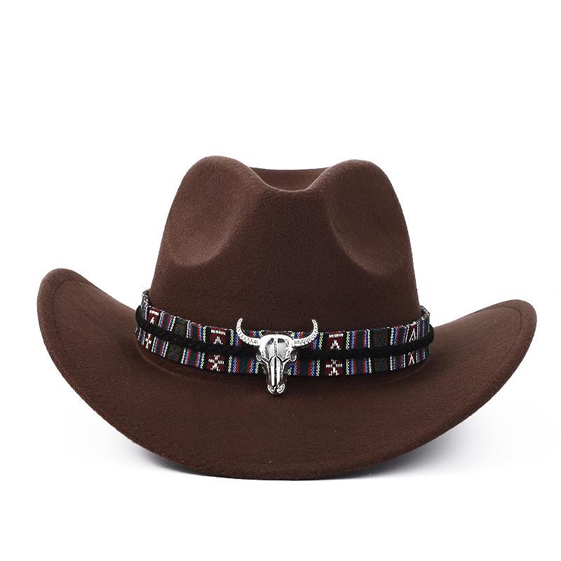 New Western Cowboy Hat Top Hat Jazz Hat Big Brim Ethnic Style Cowboy Felt Hat