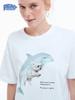 Cute Dolphin and Dog Printed T-shirt 100% Cotton T-shirt Women's Clothing Summer Fashion Casual Comfy Short Sleeve Top Vintage