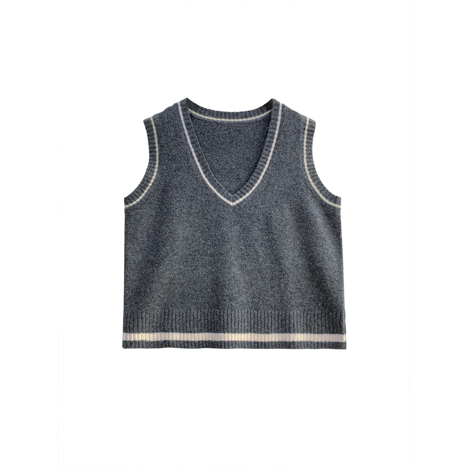 

Plus Size Women s Korean Style Sleeveless V-Neck Knit Vest Sweater 3XL (85-100 kg) серый