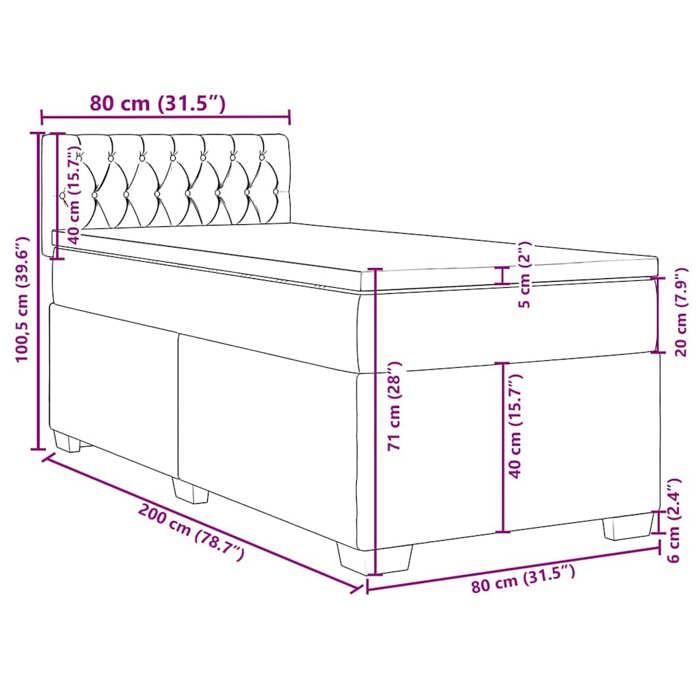 VidaXL Sommier à lattes de lit et matelas Vert foncé 80x200 cm Velours, lit, lit à plate-forme, lit à panneaux, meuble de 3288471