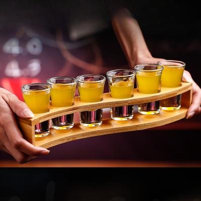 Shot Glasses 6pcs Shot Glass Set 1oz/30ml Shot Glass Holder Heavy Base for Whisky Tequila 6 Shot Glass Serving Tray (6pcs)