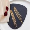 Vintage Gold Color Bar Long Thread Tassel Drop Earrings For Women Glossy Arc Geometric Korean Earring Fashion Jewelry  New