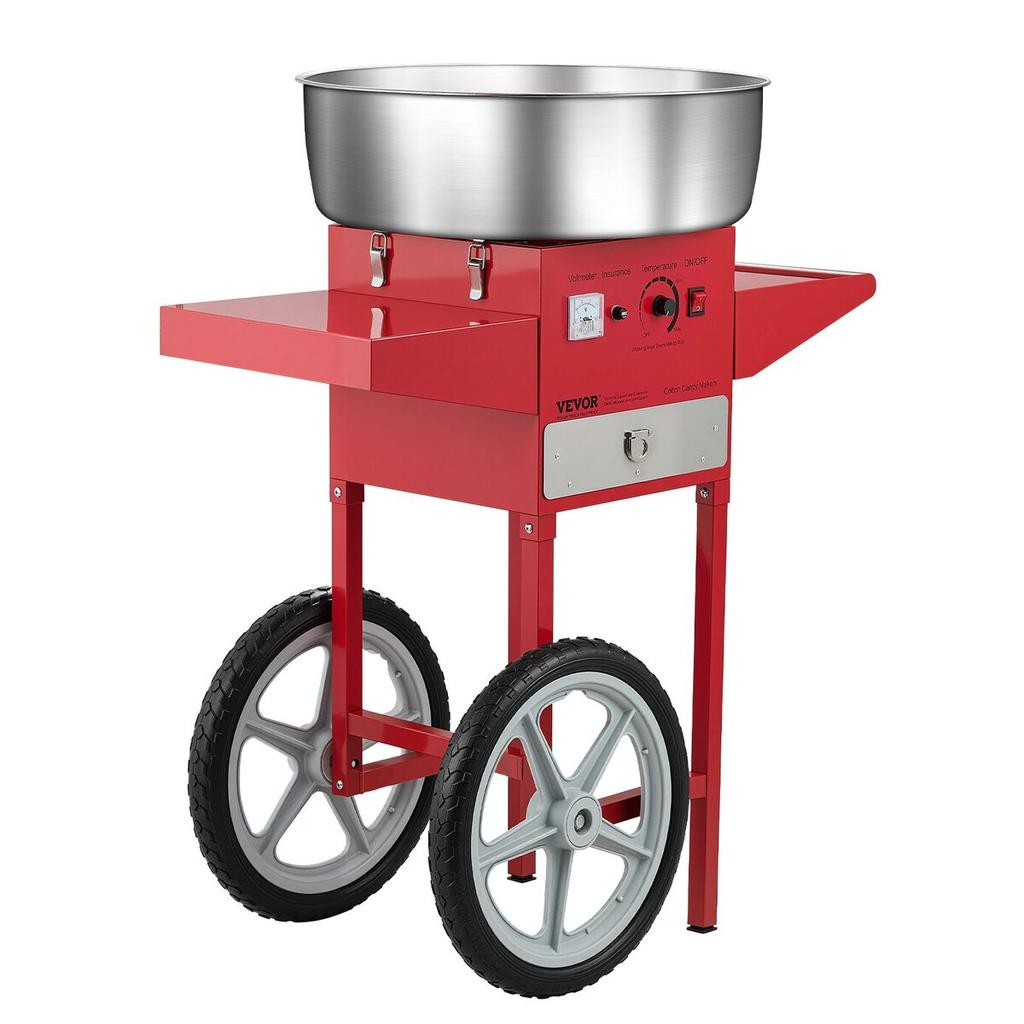 Commercial Cotton Candy Machine with Cart Sugar Floss Maker 1000W Red