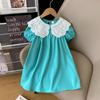 Girls' Stylish Summer Lace Lapel Princess Dress