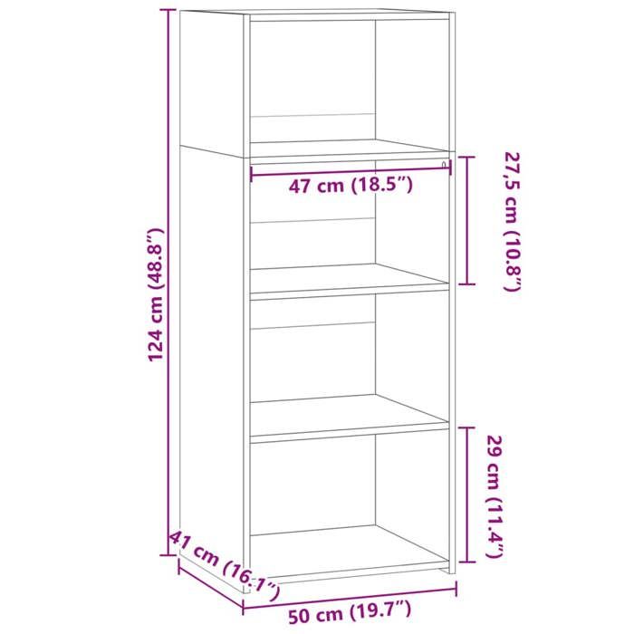 VidaXL Highboard Concrete Grey 50x41x124 Cm Engineered Wood, Sideboard, Cupboard, Side Cabinet, Cabinet, 846400