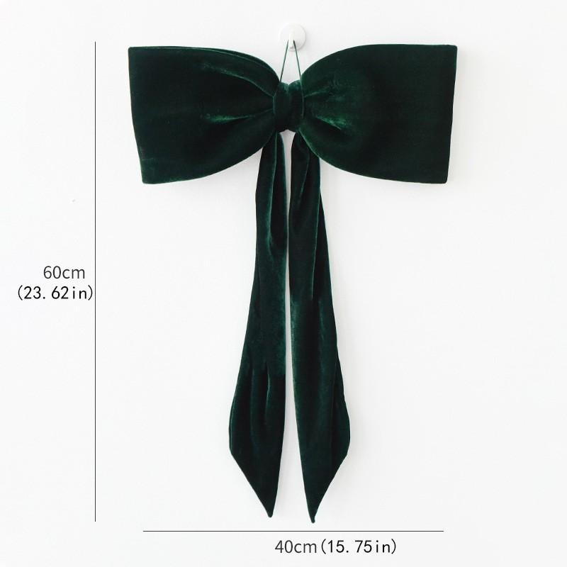 40cm Christmas Velvet Bow Tree Hanging Ornament Long Ribbon Window Display Pendant New Year Christmas Tree Fireplace Doors Decor