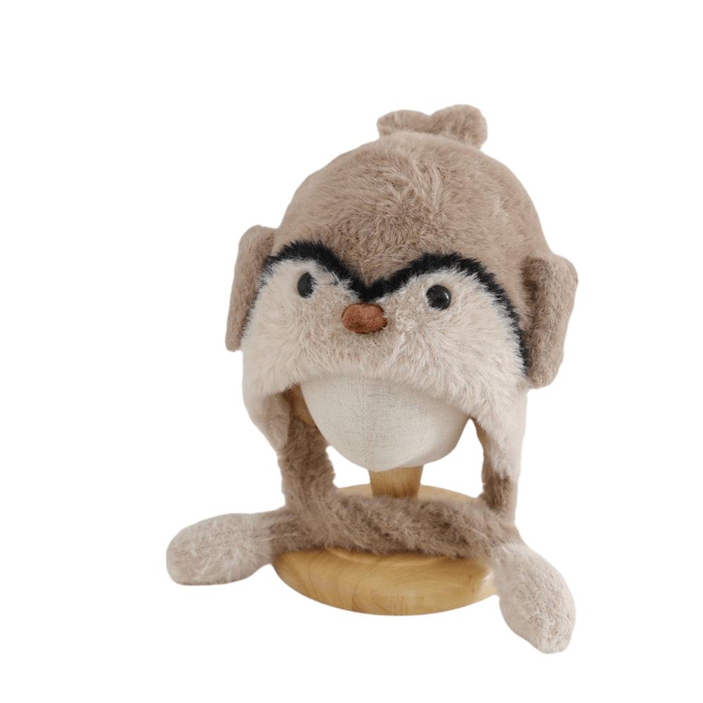 Thick Moving Ear Earflap Hat Squeaky Design Plush Winter Hat Fun Cartoon Animal Hat Aged 4-7 Years