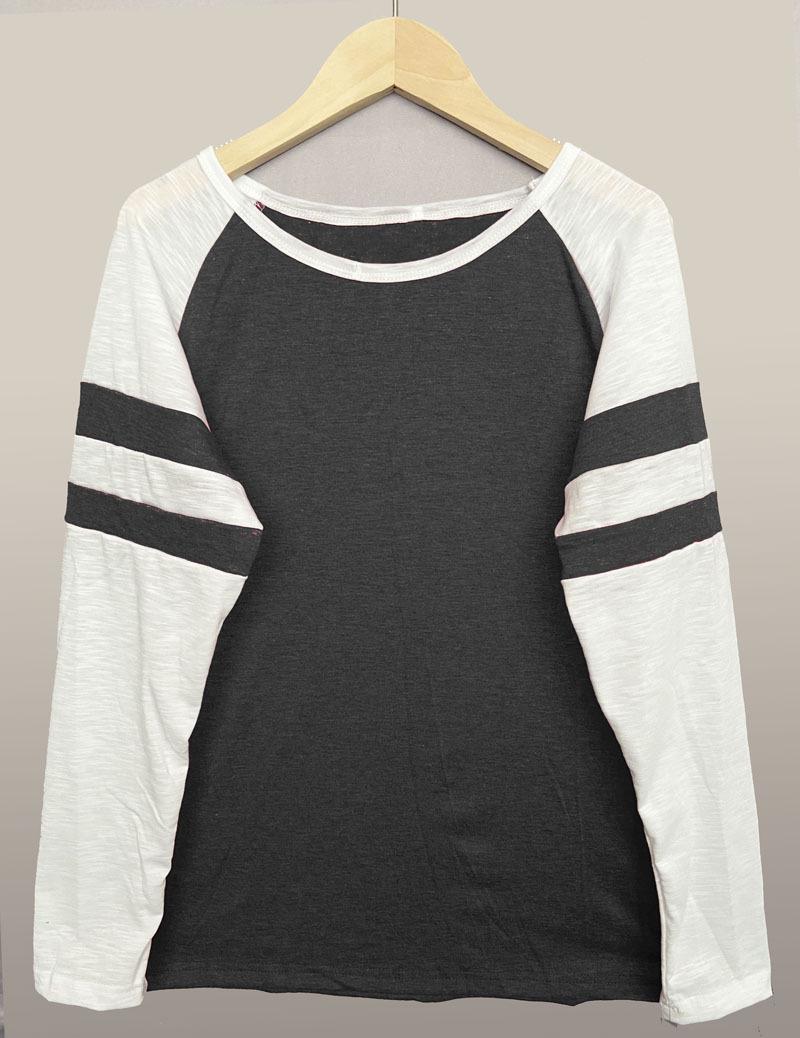 

Multicolor Stripe Patchwork Long Sleeve Round Neck T-Shirt XL