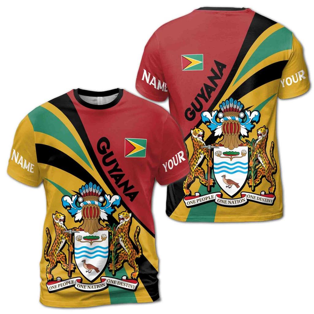 Fashion Guyana Flag Graphic T Shirts Maillot Football Summer Casual 3D Print Mens Sports Jersey Loose Quick Dry Breath Tees Tops