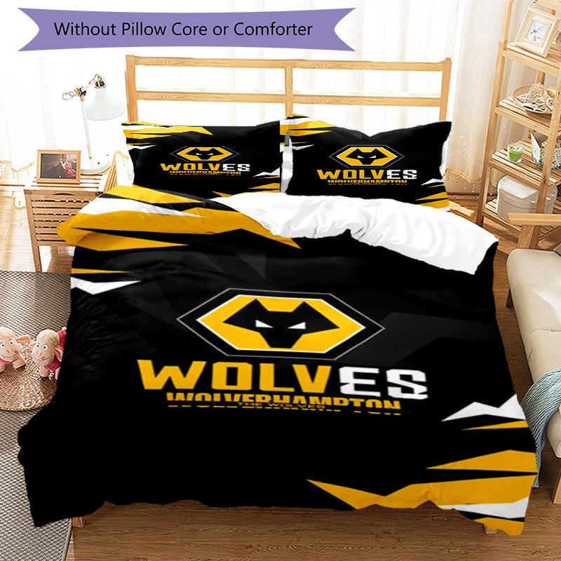 Set Copripiumino con Stampa dello Stemma del Wolverhampton Wanderers Football Club – include 1 copripiumino e 2 federe coordinate Arredamento camera da letto Regali di Natale