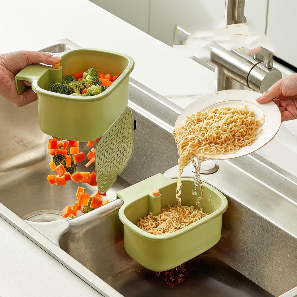 Kitchen Sink Drain Basket Faucet Hanging Strainer Basket Openable Bottom Cover Kitchen Garbage Filter Sink Storage Basket