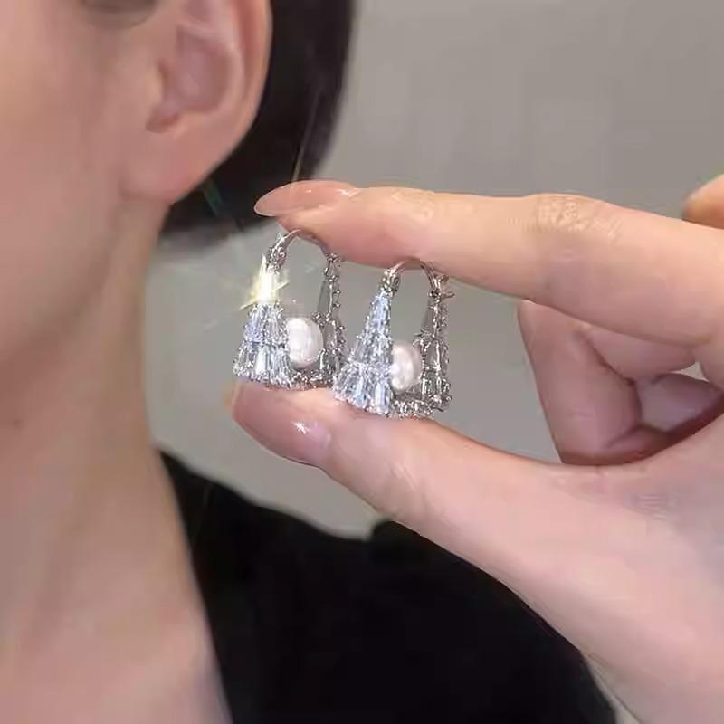 High-End Cubic Zirconia & Pearl Earrings for Women - Stylish, Versatile, and Unique Pearl Ear Ornaments