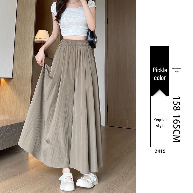 Yamamoto Culottes Midi A-Line Taille Haute pour Femmes - Été 2025 Pantalon Décontracté à Jambes Larges en Soie Glacée