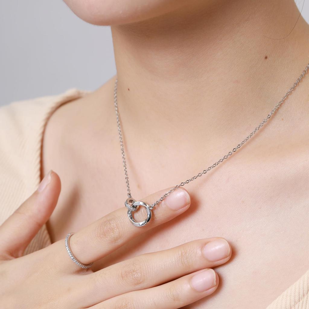 Surgical Stainless Clavicle Comes with Gift Box [Tasiso] Women's Necklace, Zirconia, Steel, Hypoallergenic, Pendant, Chain, Silver, Stylish, Cute,