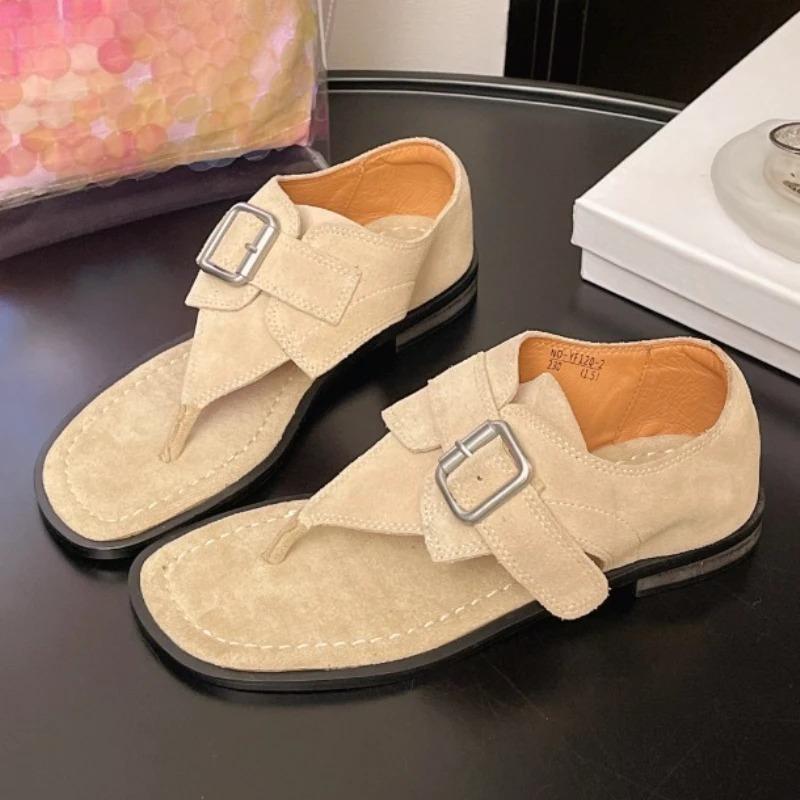 Fashion Clip Toe Women Sandals Flats Designer Retro Shoes Fashion Woman Slippers 2025 Summer Dress New Trend Walking Sandalias De Mujer
