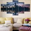 5 Pieces Wall Arts Poster Painting Landscape World Manhattan Skyline Hudson River Wallpaper Home Decor Picture Printing Artwork