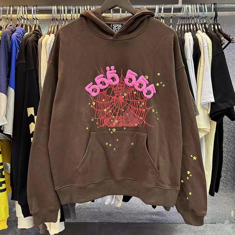 Unisex Loose Fit Two Piece Tracksuit Long Sleeve Hoodie Elastic Waist Sweatpants Spider Rhinestone Print Streetwear Matching Outfit Set
