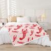 Red Lobster Pattern Blanket Soft Fleece Throw Seafood Theme Decor Fun Gift for Kitchen Living Room Bedroom