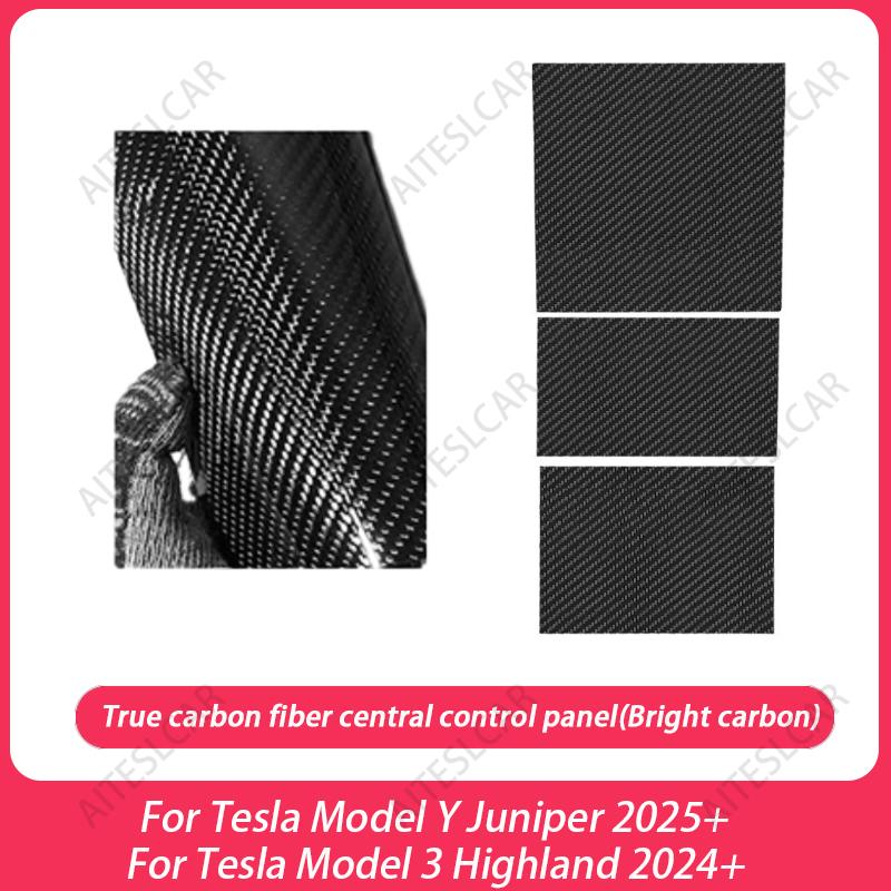 100% Real Carbon Fiber Central Control Panel Cover for Tesla Model Y Juniper/Model 3+ Highland Patch Sticker Car Accessories