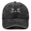 New Embroidery Cute Cat Washed Cotton Baseball Caps Casual Men Adjustable Peaked Cap Outdoor For Women Sunscreen Snapback Hat