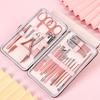 18 In 1 Manicure Set Professional Manicure Pedicure Kit Nail Clippers Set Nail Care Kit Rose Gold
