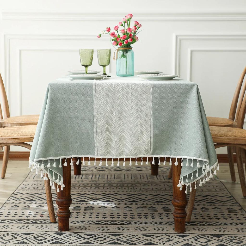 Nordic Tablecloth for Table Pastoral Decorative Linen Rectangular Tablecloth with Tassel Wedding Dining Table Cover Tea Cloth
