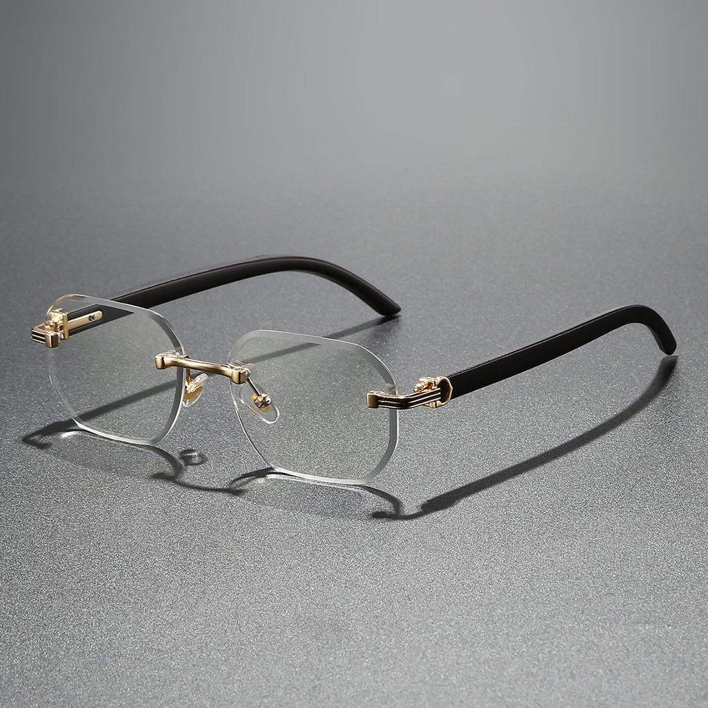 Trendy Rimless Sunglasses for Men Women Frameless Rectangle Wood Frame Sun Glasses Retro Shades Summer Traveling Eyewear UV400
