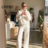 Athletic Set for Women Tracksuit 2 Piece Set, Long Sleeve Sweatshirt Wide Leg Sport Easy Care Machine Washable Sportswear Pants Lightweight