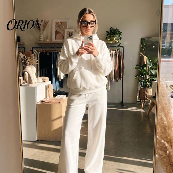 Athletic Set for Women Tracksuit 2 Piece Set, Long Sleeve Sweatshirt Wide Leg Sport Easy Care Machine Washable Sportswear Pants Lightweight