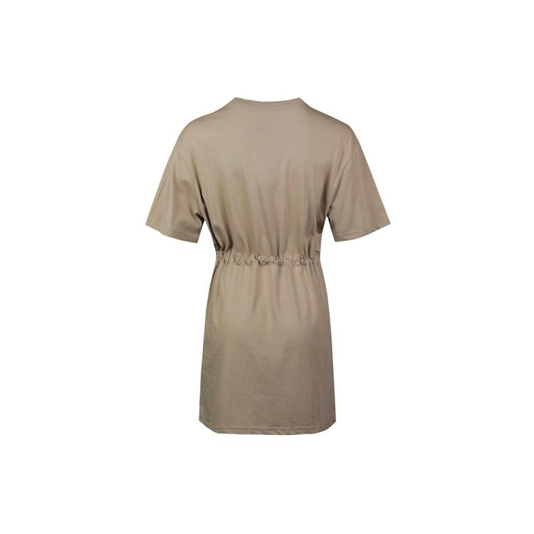 Nike Sportswear 3D Shadow Effect Printed Solid Color Short Sleeve Dress Women Dresses Khaki CU5173-342