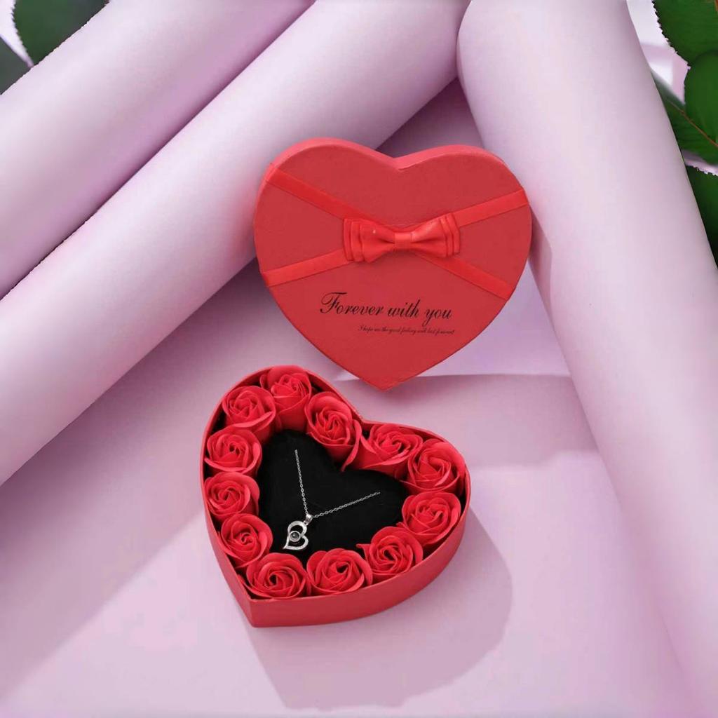 10 Artificial Flowers Valentines Day Gift For Her Rose Gift Box With Cute Bear Romantic Mothers Day Wedding Home Party Decor